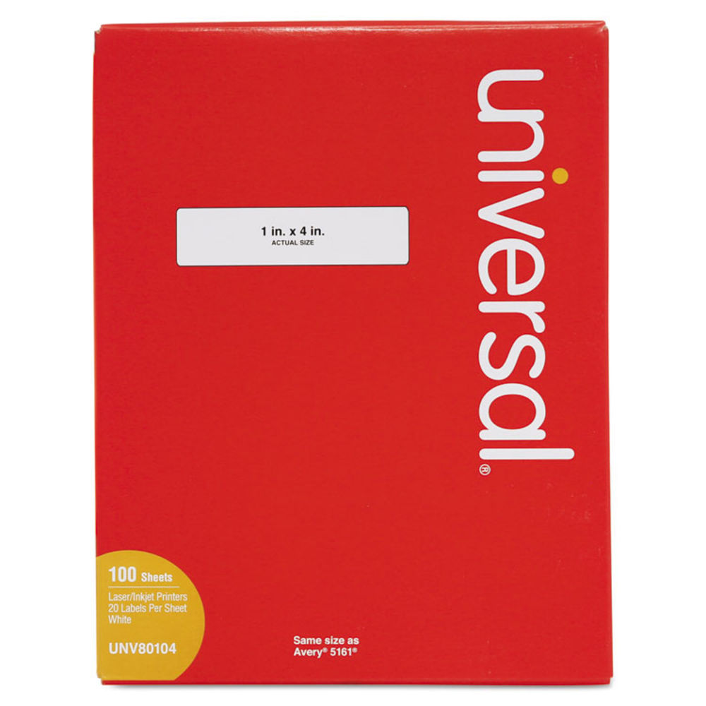 Labels, Laser Printers, 1 x 4, White, 20/Sheet, 100 Sheets/Box Labels, Laser Printers, 1 x 4, White, 20/Sheet, 100 Sheets/Box