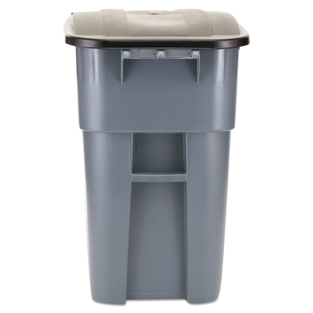Rubbermaid Commercial Brute Rollout Container, Square, Plastic, 50 Gal,  Gray - Mfr Part# FG9W2700GRAY