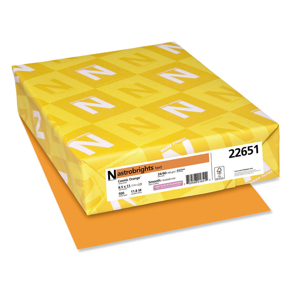 Color Paper, 24 lb Bond Weight, 8.5 x 11, Solar Yellow, 500/Ream