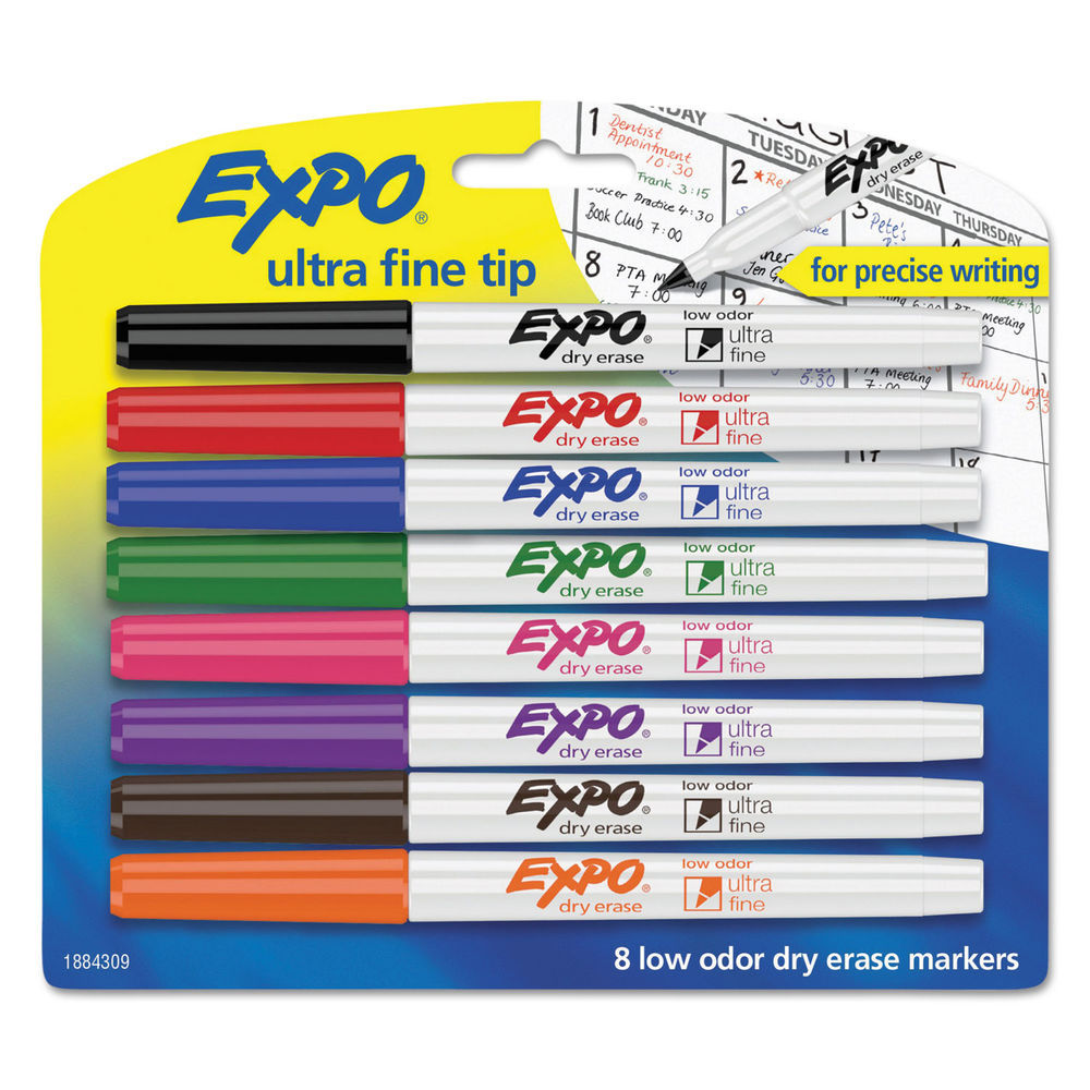 Expo Low Odor Dry Erase Markers, Chisel Tip, Assorted Colors, 8 Pack