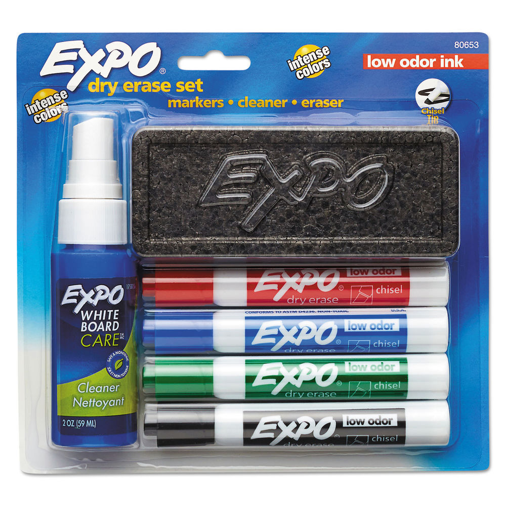 Expo Low Odor Dry Erase Markers, Fine Tip, Assorted Colors