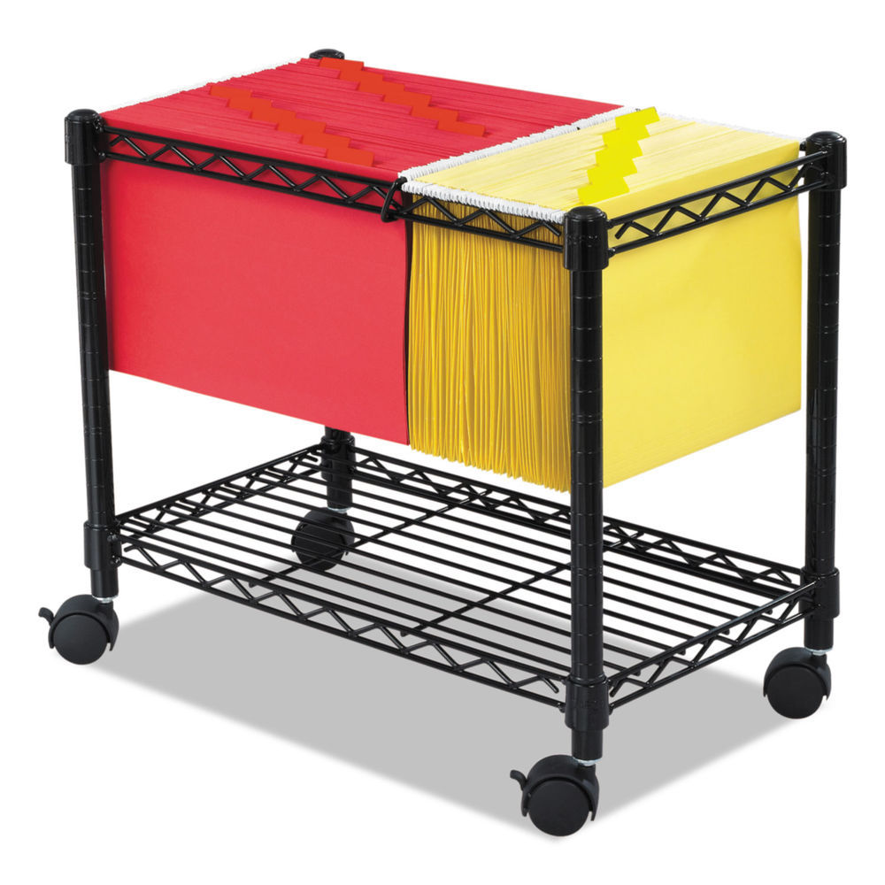 Wire Mobile File, Metal, 1 Shelf, 2 Bins, 14 Wire Mobile File, Metal, 1 Shelf, 2 Bins, 14