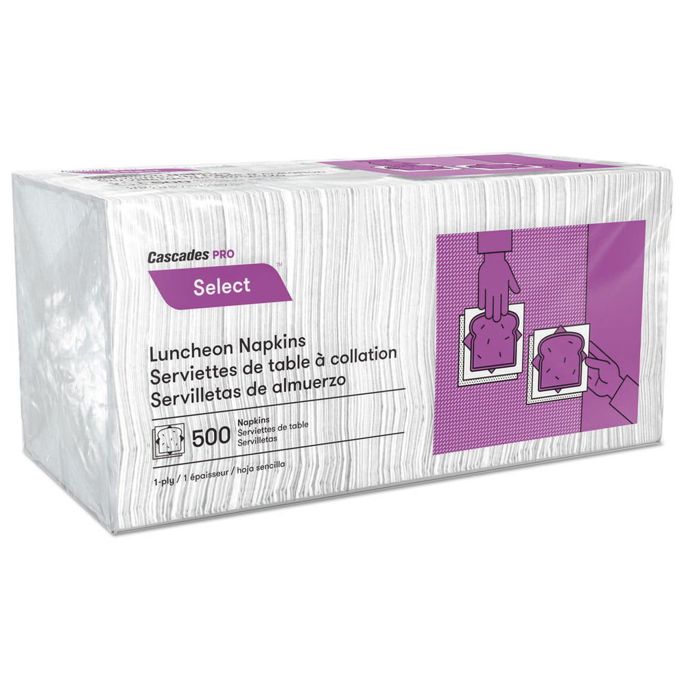 Select Luncheon Napkins, 1 Ply, 12 x 12, White, 500/Pack, 6,000/Carton Select Luncheon Napkins, 1 Ply, 12 x 12, White, 500/Pack, 6,000/Carton