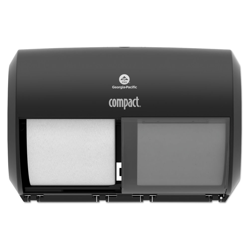 Compact Coreless Side-by-Side 2-Roll Tissue Dispenser, 11.5 x 7.63 x 8, Black Compact Coreless Side-by-Side 2-Roll Tissue Dispenser, 11.5 x 7.63 x 8, Black