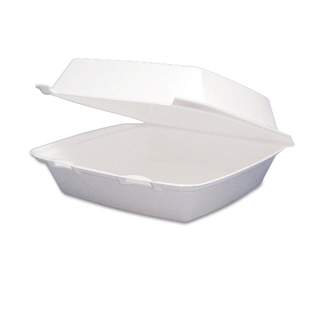 Dart 90HT1R Foam Hinged Lid Containers, 9 x 9 x 3, White, 200/Carton