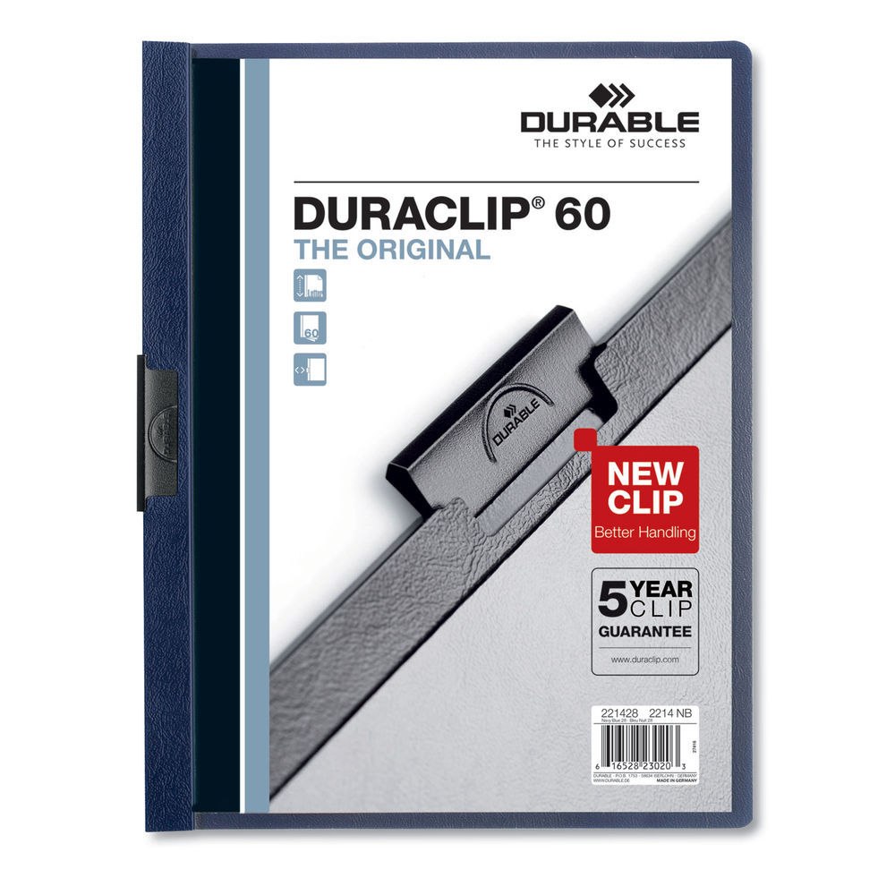 DURABL DuraClip Report Cover, Clip Fastener, 8.5 x 11, Clear/Black, 5 ...
