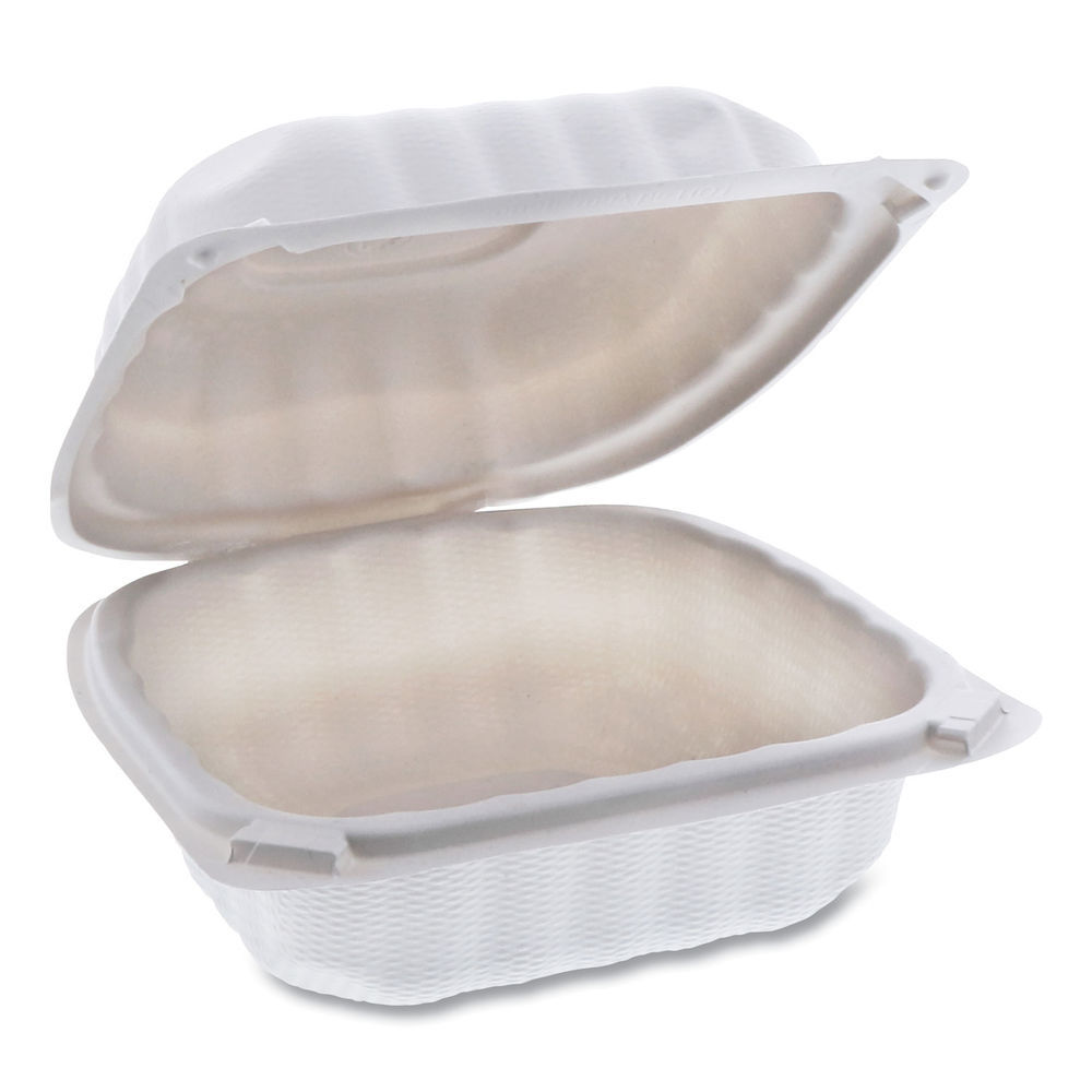 EarthChoice SmartLock Microwavable MFPP Hinged Lid Container, 6 x 6 x 3.1, White, Plastic, 400/Carton EarthChoice SmartLock Microwavable MFPP Hinged Lid Container, 6 x 6 x 3.1, White, Plastic, 400/Carton