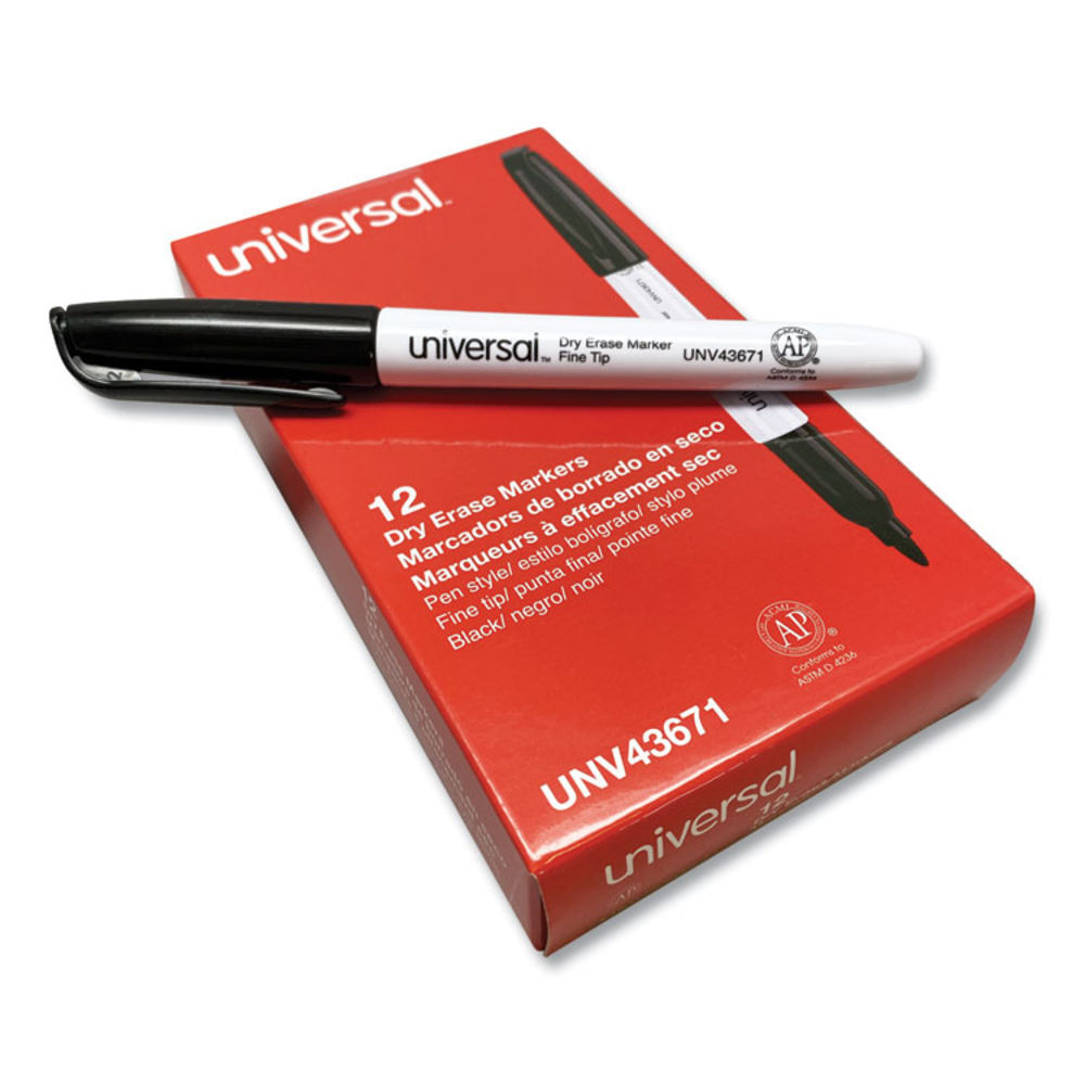 UNV43651 Black Dry Erase Markers by Universal
