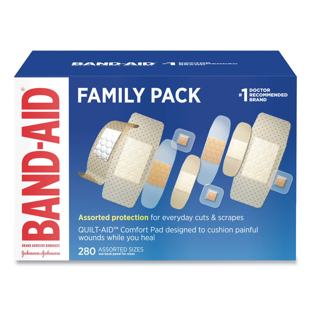 BAND-AID Sheer/wet Adhesive Bandages, Assorted Sizes, 280/box