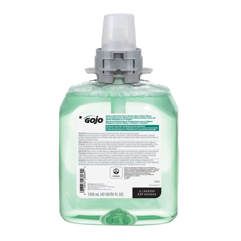 Gojo Green Certified Luxury Foam Hand Hair & Body Wash - 2000 ml bottle