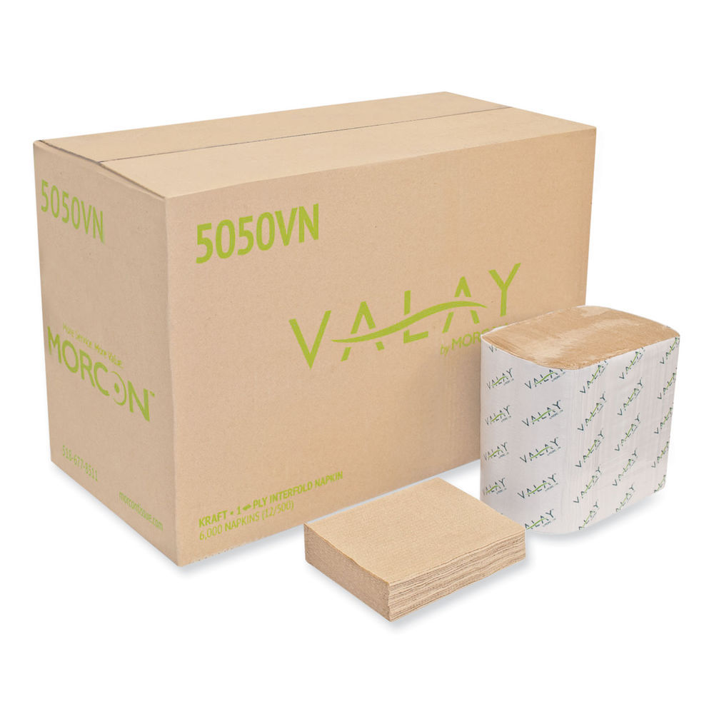 Morcon Valay Interfolded Napkins, 2-Ply, 6.5 X 8.25, Kraft, 6,000 ...