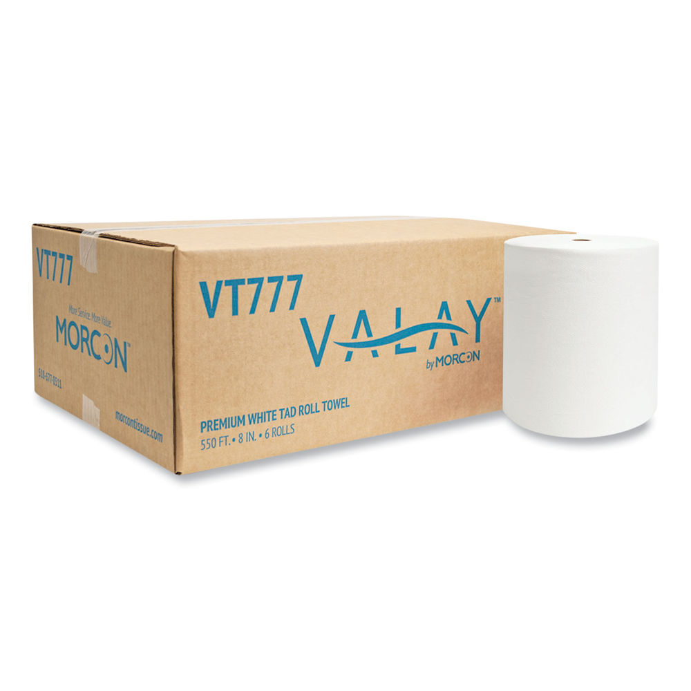 Morcon Valay Proprietary Tad Roll Towels, 1-Ply, 7.5 X 550 Ft, White, 6  Rolls/carton - Mfr Part# VT777