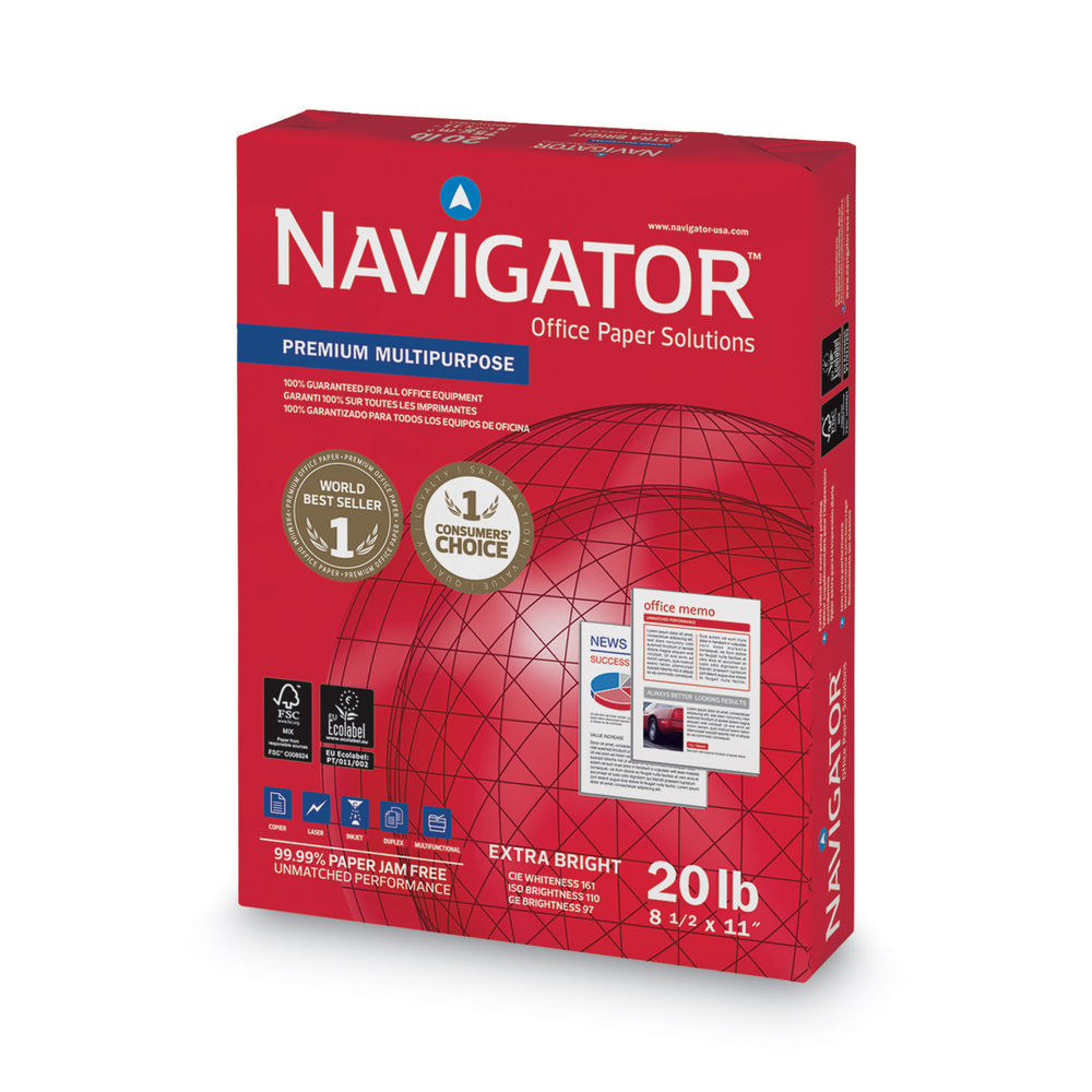 Navigator Premium Multipurpose Copy Paper, 97 Bright, 20 lb Bond