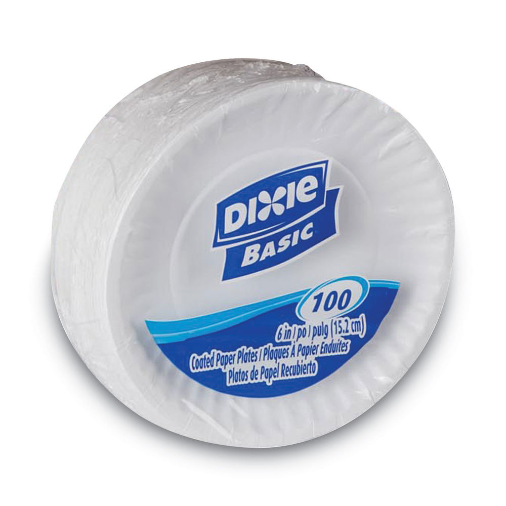 Dixie White Paper Plates, 8.5 Dia, Individually Wrapped, White, 500/Carton