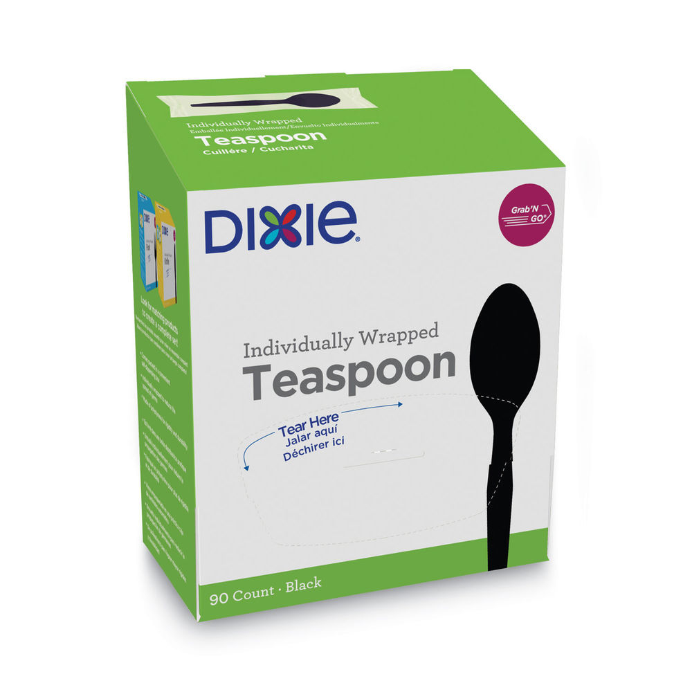 GrabN Go Wrapped Cutlery, Teaspoons, Black, 90/Box GrabN Go Wrapped Cutlery, Teaspoons, Black, 90/Box