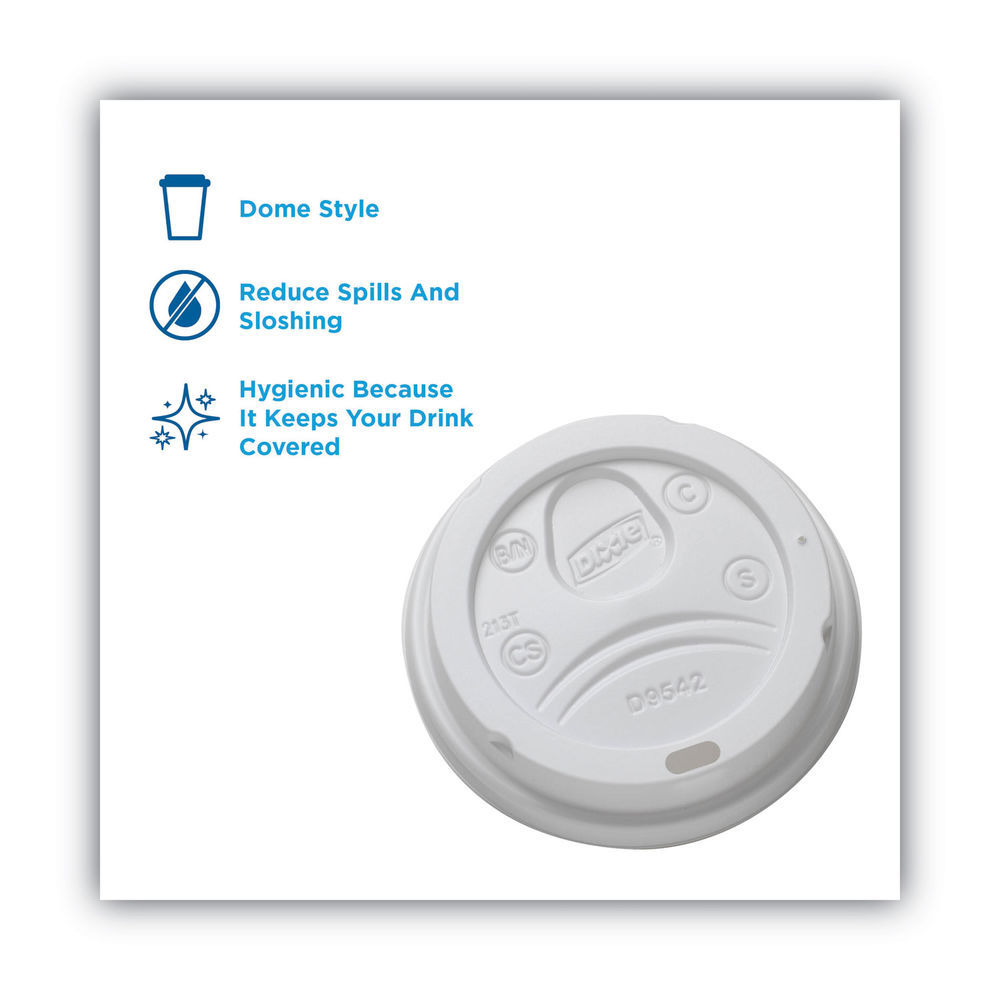 Dixie D9538 PerfecTouch Plastic Dome Lid, Fits 8oz Cup, White