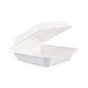 Boardwalk BWKHINGEWF1CM9 Bagasse Molded Fiber Food Containers, Hinged-Lid, 1-Compartment 9 x 9, White, 100/Sleeve, 2 Sleeves/Carton