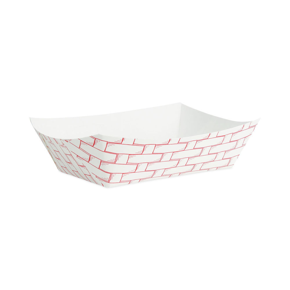 Boardwalk Paper Food Baskets, 2.5 Lb Capacity, Red/white, 500/carton