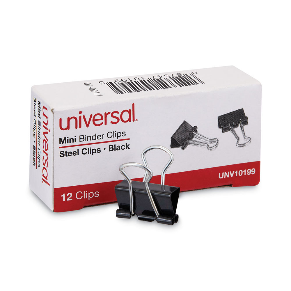 Universal Binder Clips, Large, Black, 12/Pack (UNV11112)