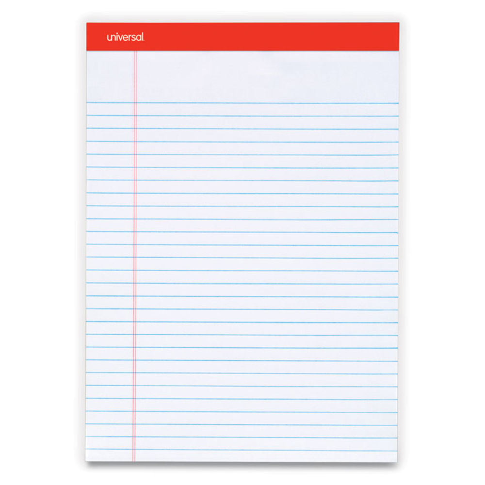 Universal Perforated Ruled Writing Pads, Narrow Rule, Red Headband, 50 ...