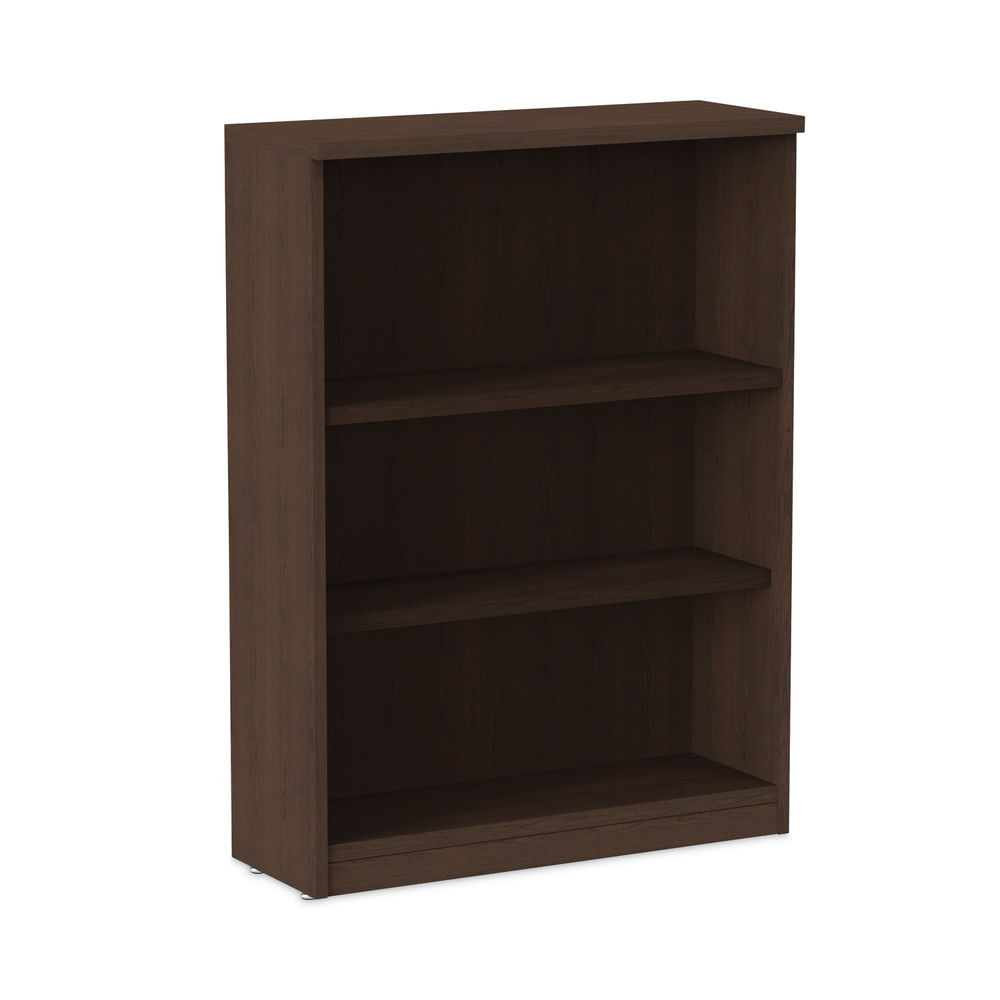 Alera Valencia Series Bookcase, Three-Shelf, 31.75w x 14d x 39.38h, Mahogany