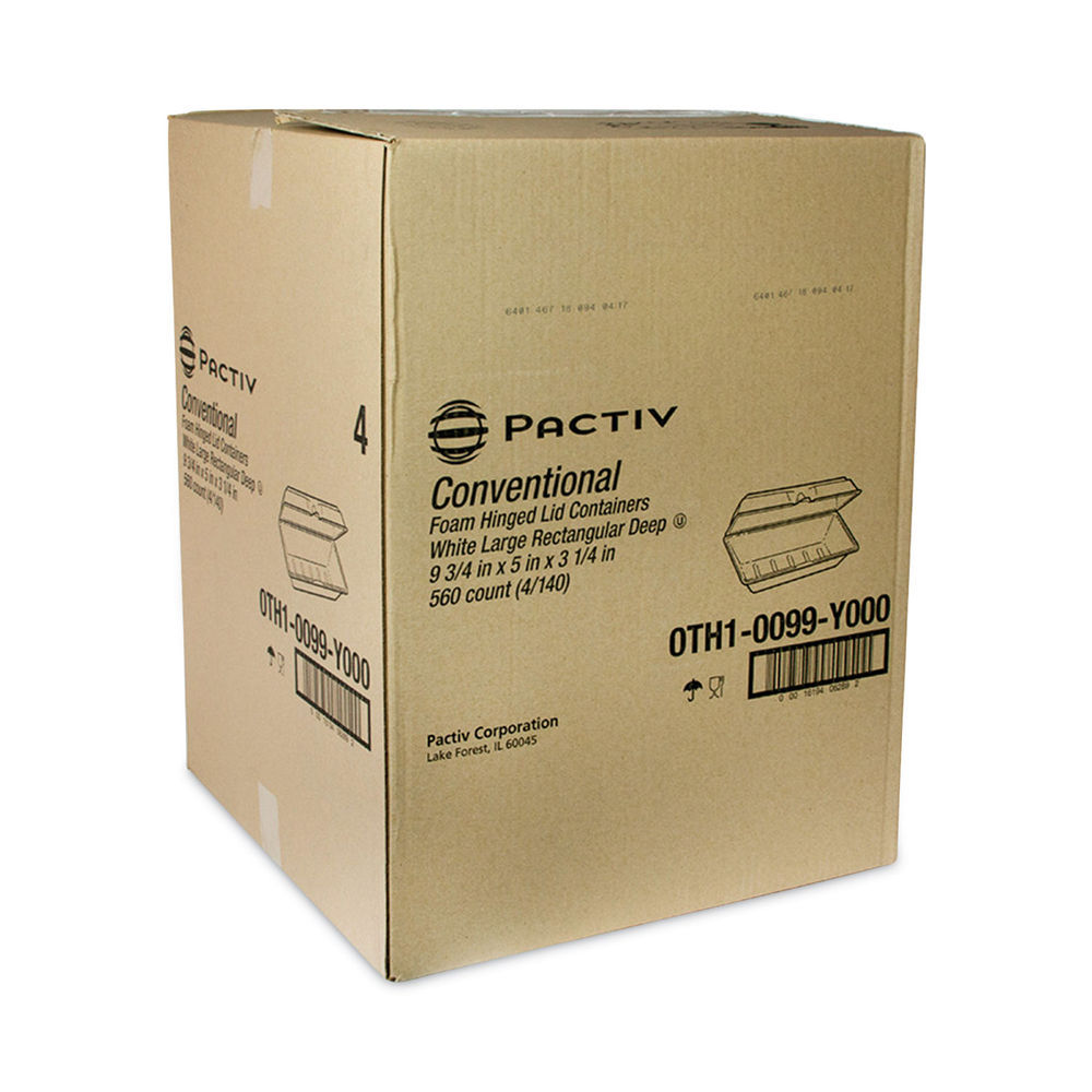 Foam Hinged Lid Containers, Single Tab Lock Hoagie, 9.75 x 5 x 3.25, White, 560/Carton Foam Hinged Lid Containers, Single Tab Lock Hoagie, 9.75 x 5 x 3.25, White, 560/Carton
