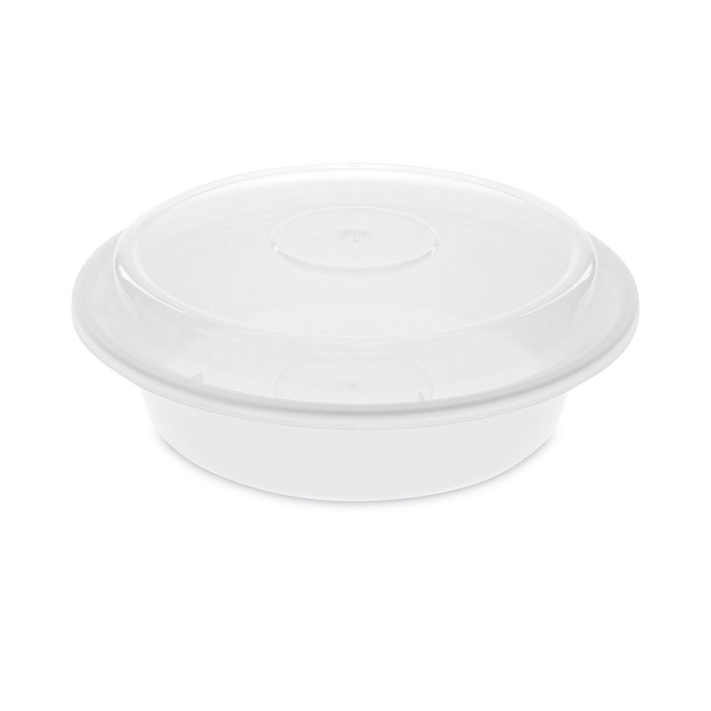 Newspring VERSAtainer Microwavable Containers, Rectangular, 12 oz, 4.5 x 5.5 x 2.12, White/Clear, Plastic, 150/Carton