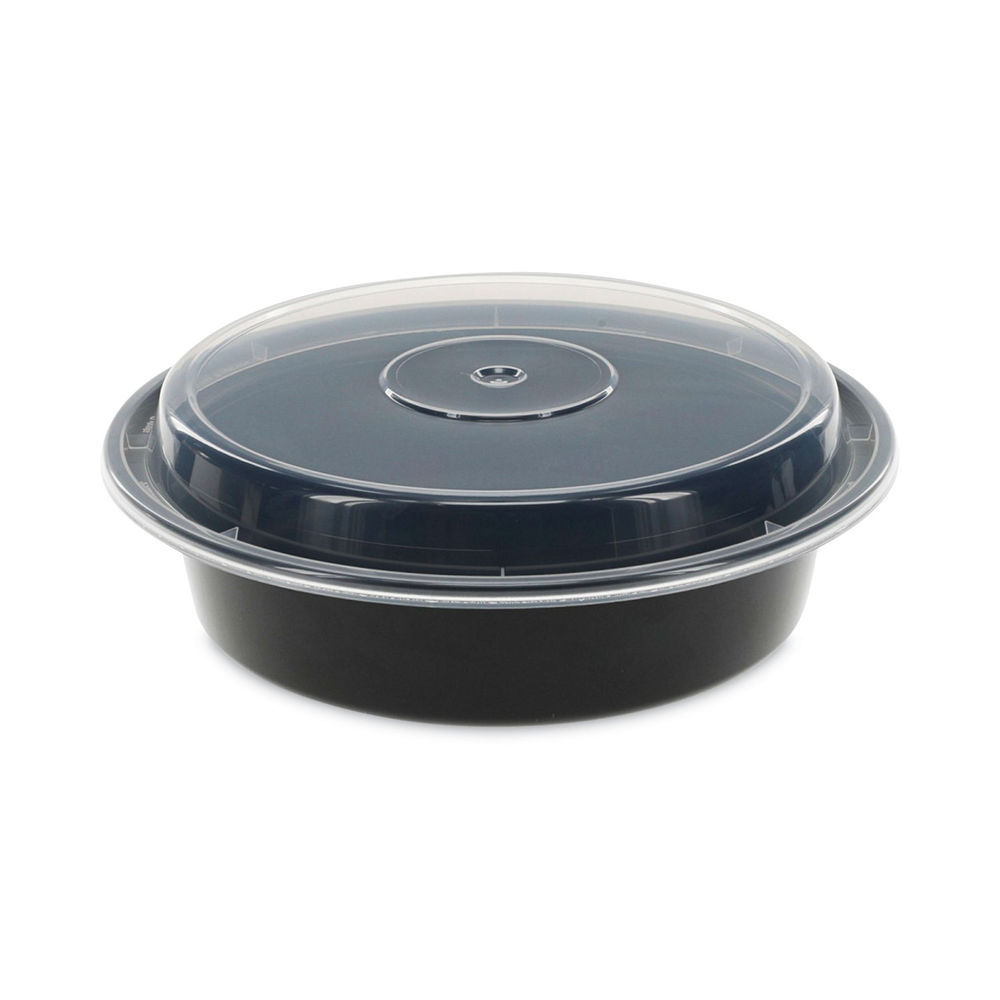 Pactiv NC818B Black 12 oz. Plastic Rectangular Container with Clear Lid -  150/Case