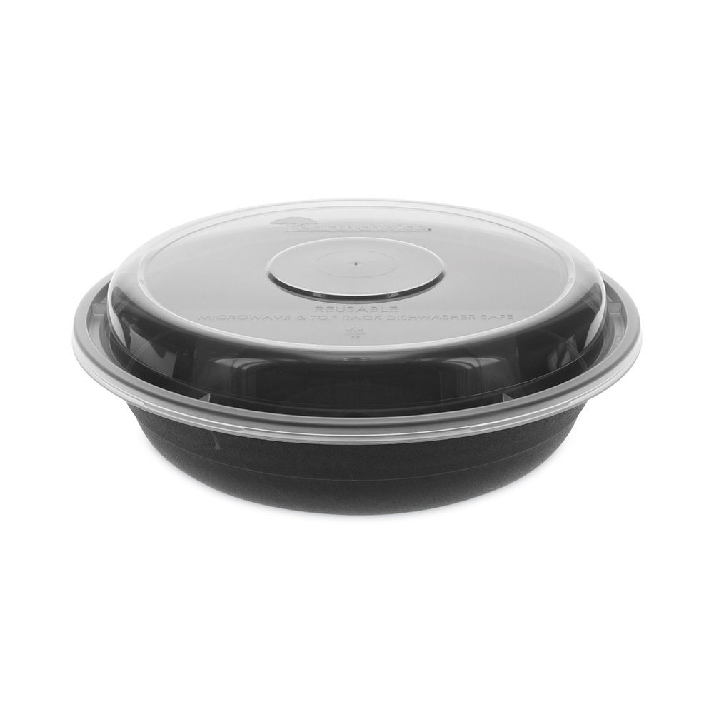 Pactiv Evergreen Newspring VERSAtainer Microwavable Containers, 16 oz, 6  Diameter, Black/Clear, Plastic, 150/Carton