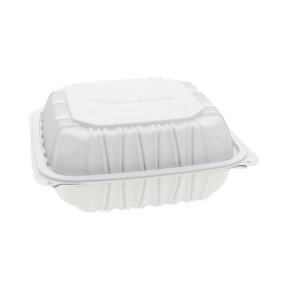 EarthChoice Vented Microwavable MFPP Hinged Lid Container, 8.5 x 8.5 x 3.1, White, Plastic, 146/Carton EarthChoice Vented Microwavable MFPP Hinged Lid Container, 8.5 x 8.5 x 3.1, White, Plastic, 146/Carton