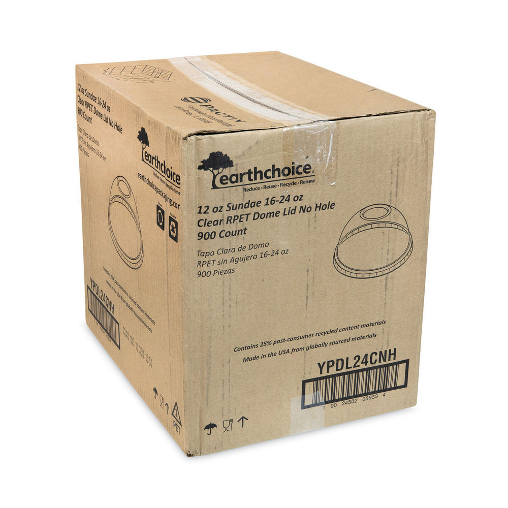 EarthChoice Strawless RPET Lid, Dome Lid, Clear, Fits 12 oz to 24 oz EarthChoice Strawless RPET Lid, Dome Lid, Clear, Fits 12 oz to 24 oz