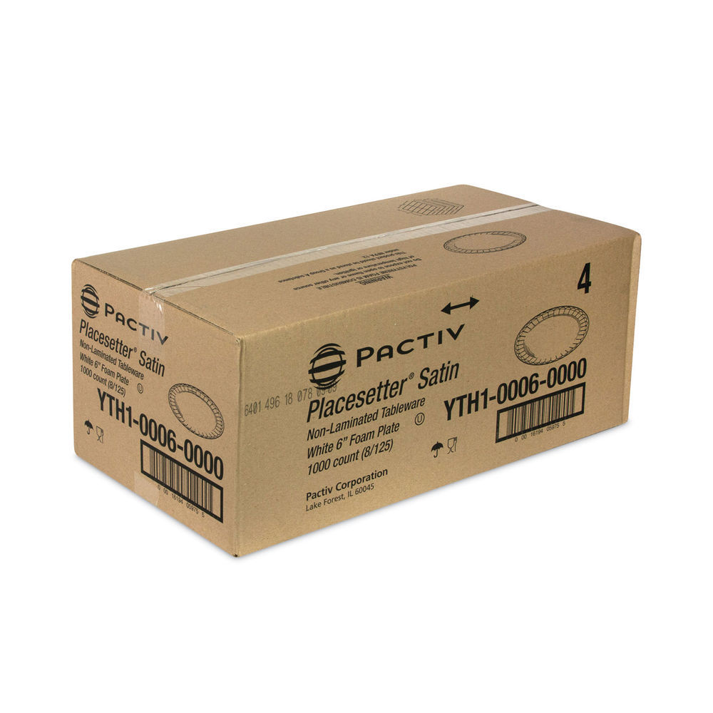 Pactiv 16202631 Placestter Satin Foam Plate, 6, 1000/case
