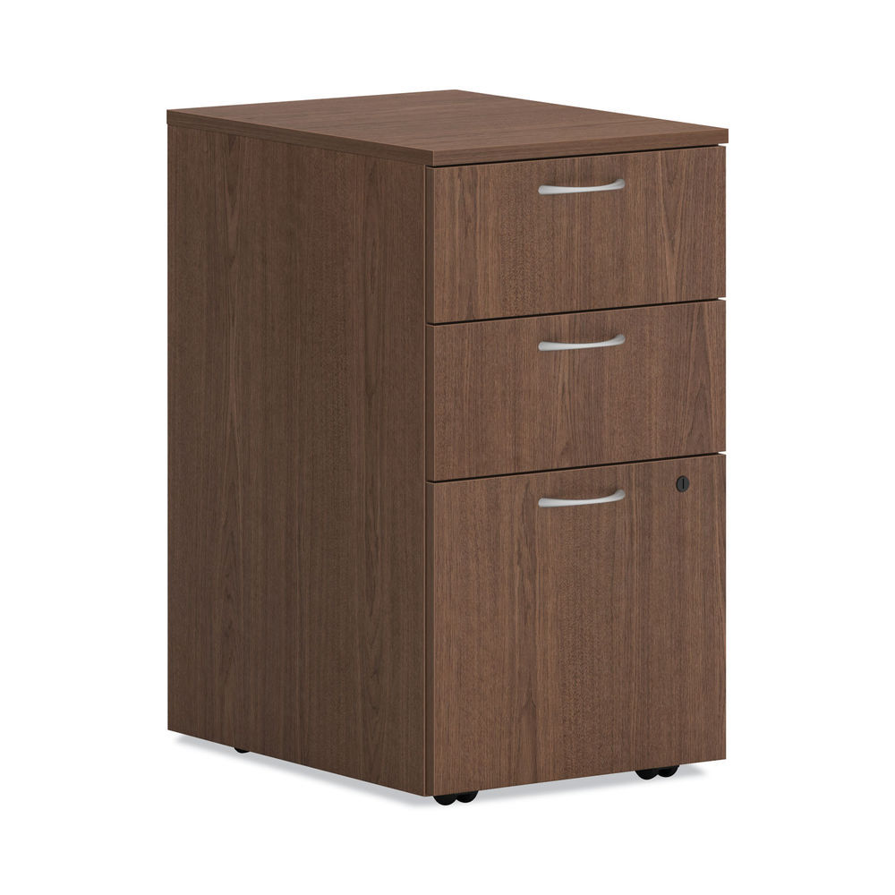 Mod Support Pedestal, Left or Right, 3-Drawers: Box/Box/File, Legal/Letter, Sepia Walnut, 15