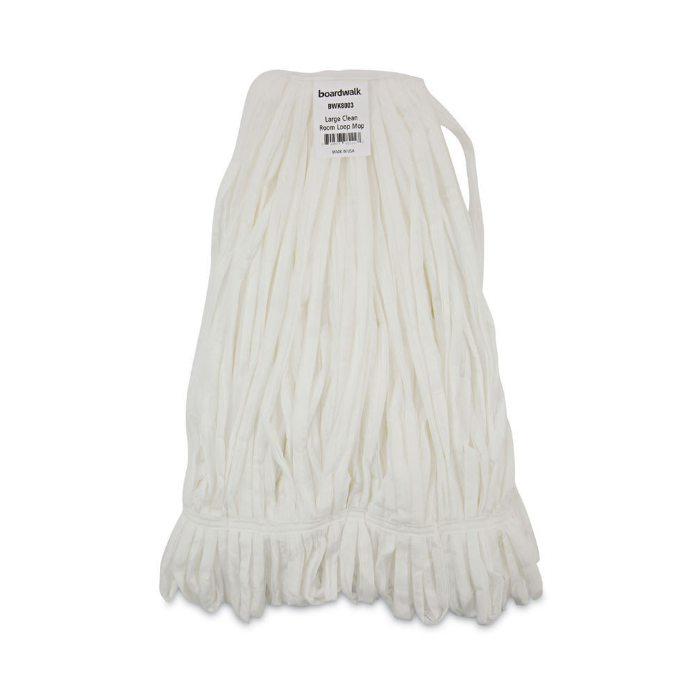 Mop Head, Looped, Enviro Clean With Tailband, Medium, White, 12/Carton
