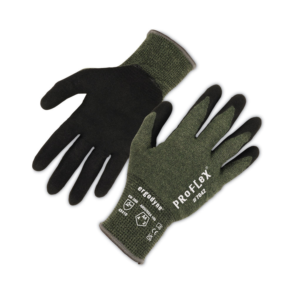 ProFlex 7042 ANSI A4 Nitrile-Coated CR Gloves, Green, Medium, Pair, Ships in 1-3 Business Days