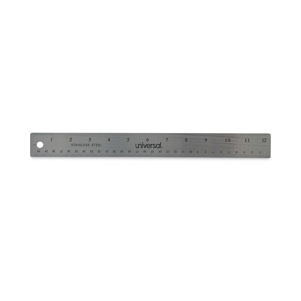 Universal UNV59022 Clear Plastic Ruler, Standard/Metric, 12