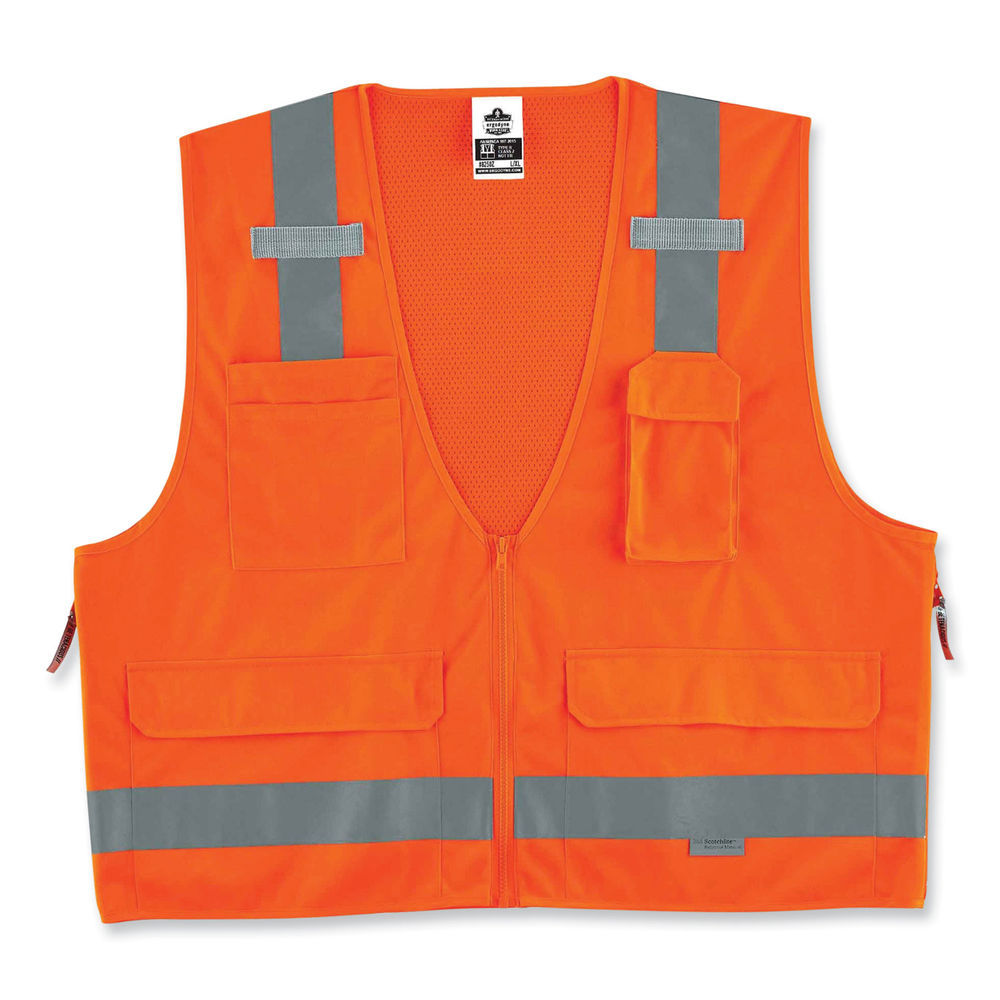 GloWear 8250ZHG Class 2 Hi-Gloss Surveyors Zipper Vest, Polyester, Small/Medium, Orange, Ships in 1-3 Business Days GloWear 8250ZHG Class 2 Hi-Gloss Surveyors Zipper Vest, Polyester, Small/Medium, Orange, Ships in 1-3 Business Days