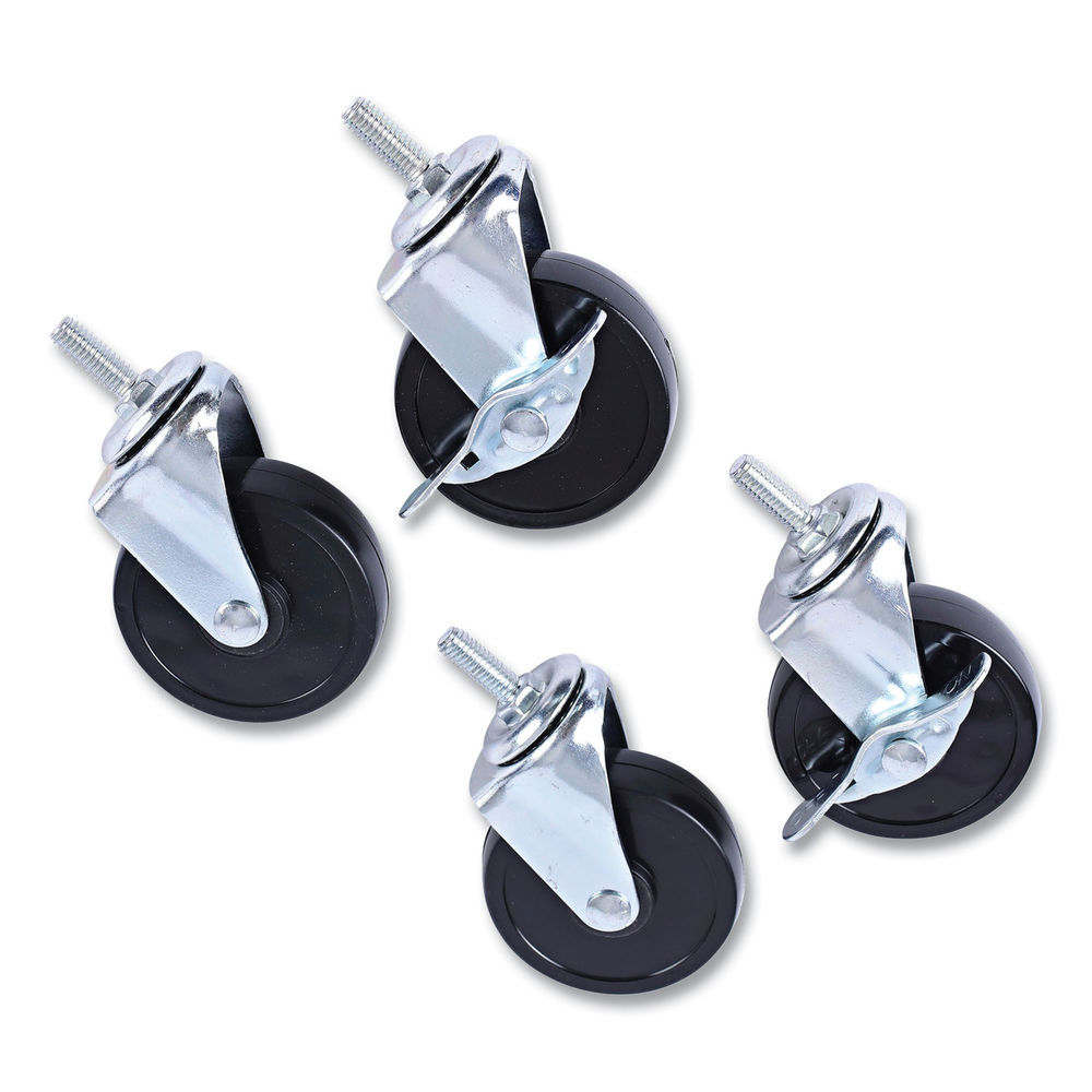 Caster Kit for Safco Task Master Industrial Shelving Units, Black, 4/Set (2 Locking), Ships in 1-3 Business Days Caster Kit for Safco Task Master Industrial Shelving Units, Black, 4/Set (2 Locking), Ships in 1-3 Business Days