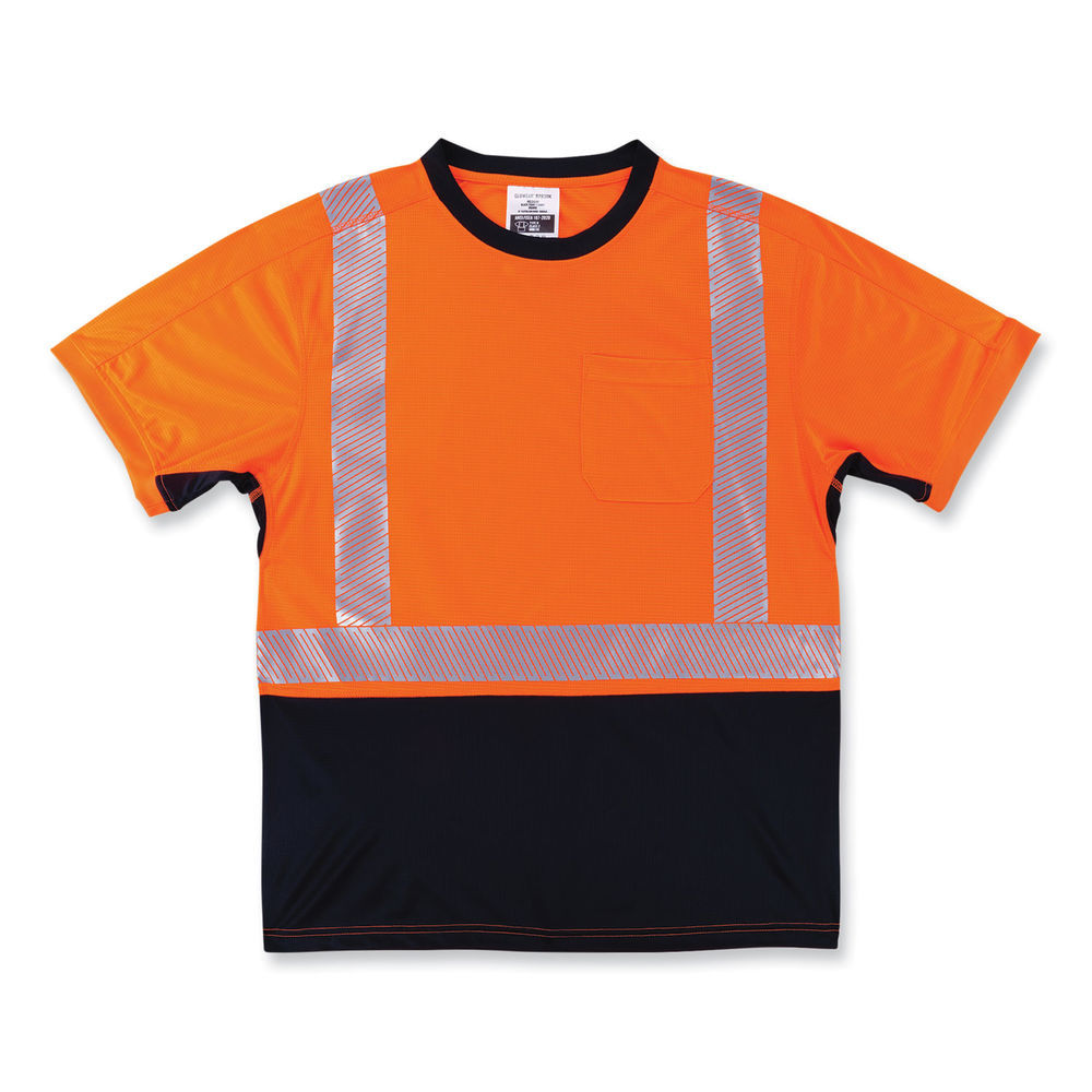 GloWear 8283BK Class 2 Lightweight Performance Hi-Vis T-Shirt, Polyester, 4X-Large, Lime, Ships in 1-3 Business Days