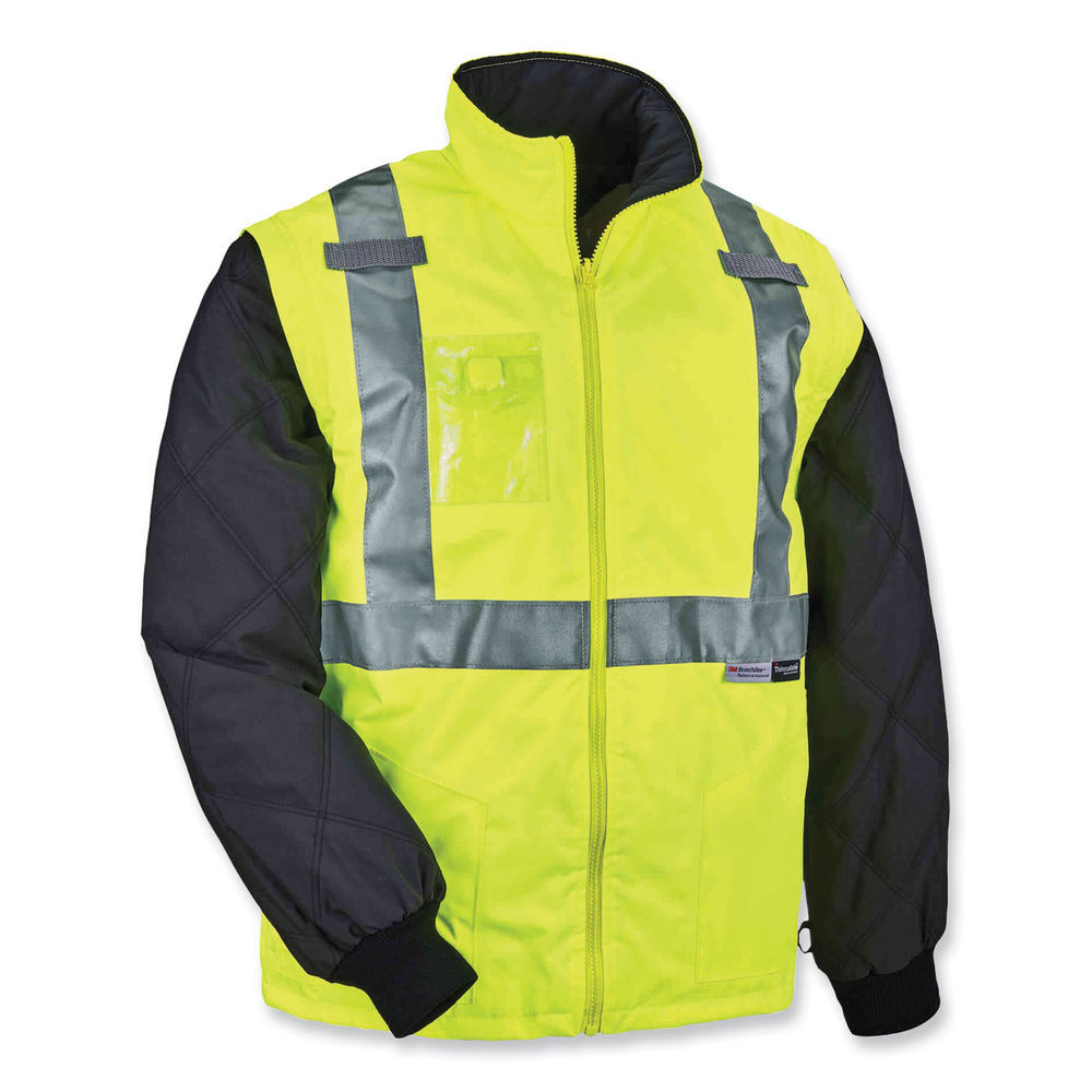 GloWear 8287 Class 2 Hi-Vis Jacket with Removable Sleeves, 3X-Large, Lime, Ships in 1-3 Business Days