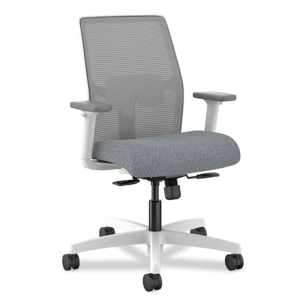 Ignition 2.0 Mid-Back Mesh Task Chair, Posture Lock, Up to 300lb, Basalt Seat, Fog Back/White Base, Ships in 7-10 Bus Days