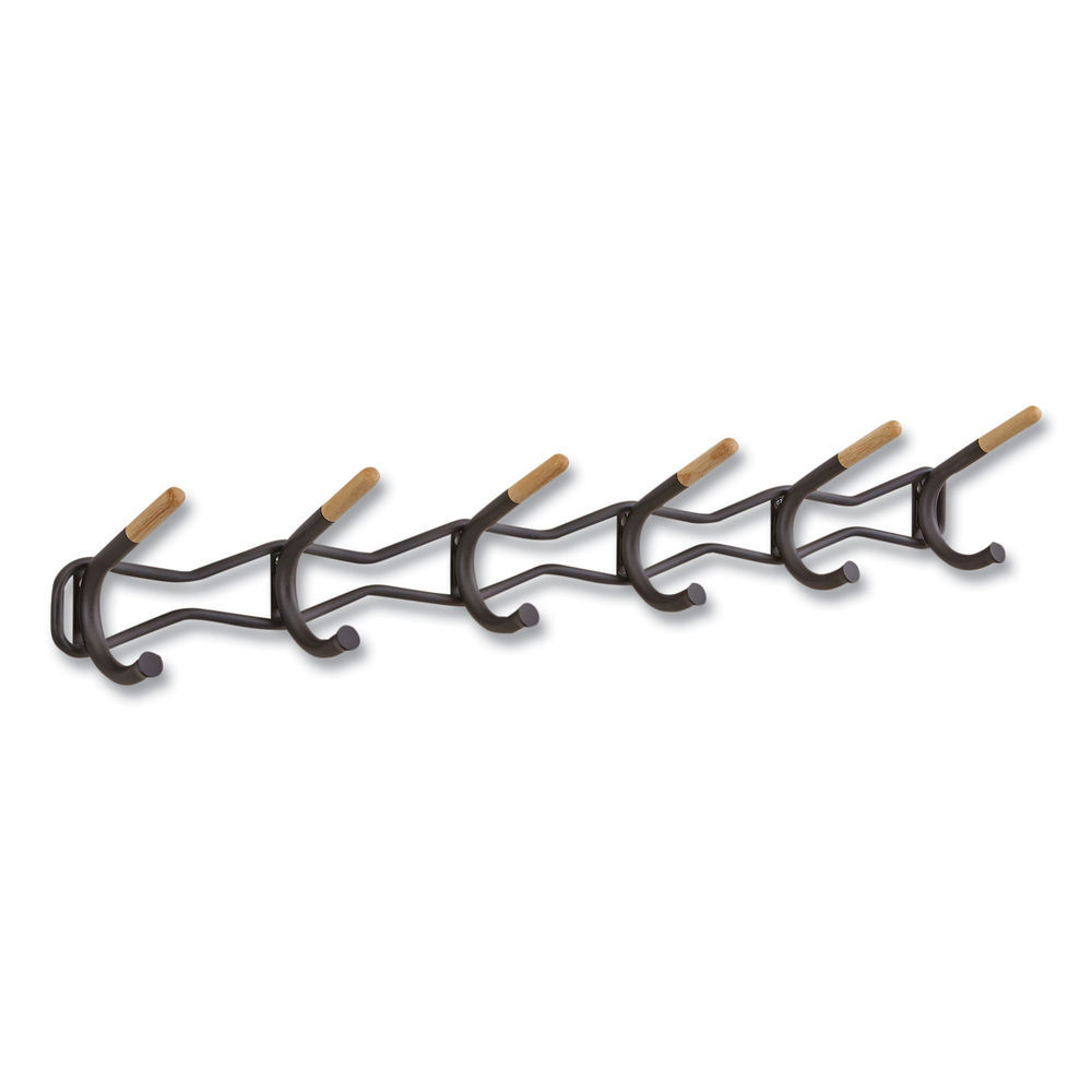 Safco Family Coat Wall Rack, 6 Hook, 42.75w x 5.25d x 7.25h, Black, Ships  in 1-3 Business Days - Mfr# 4257BL