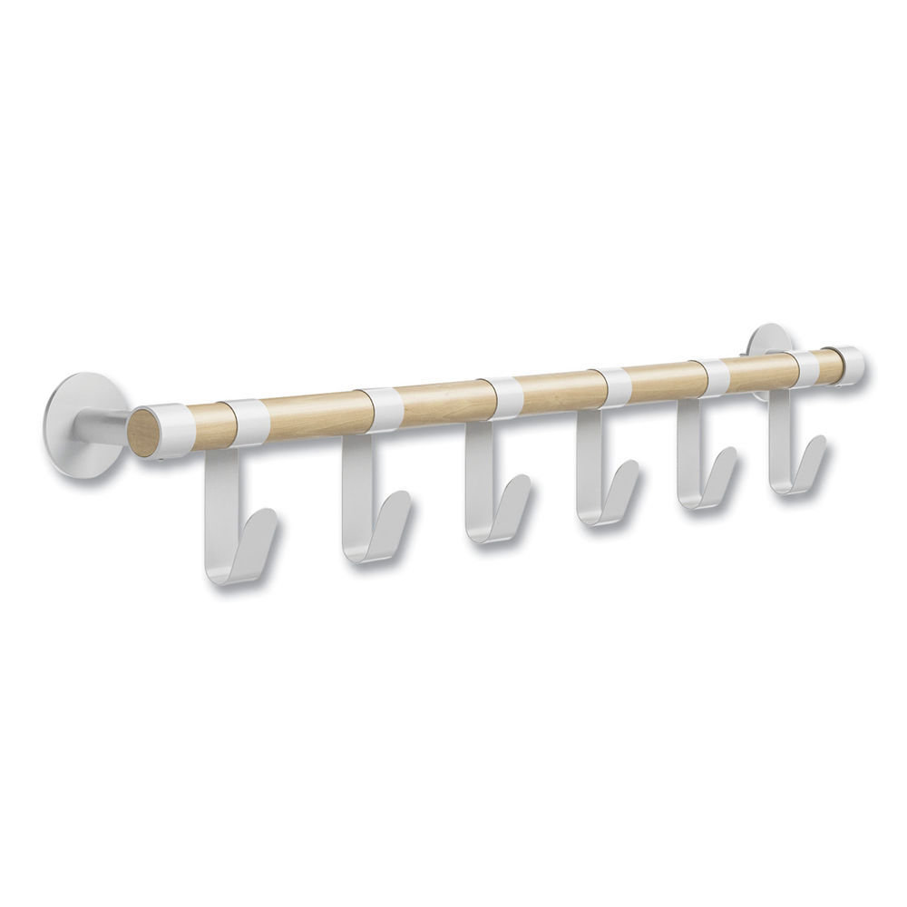 Resi Standing Coat Tree, 6 Hook, 17.25w x 17.25d x 69.5h, White, Ships in 1-3 Business Days