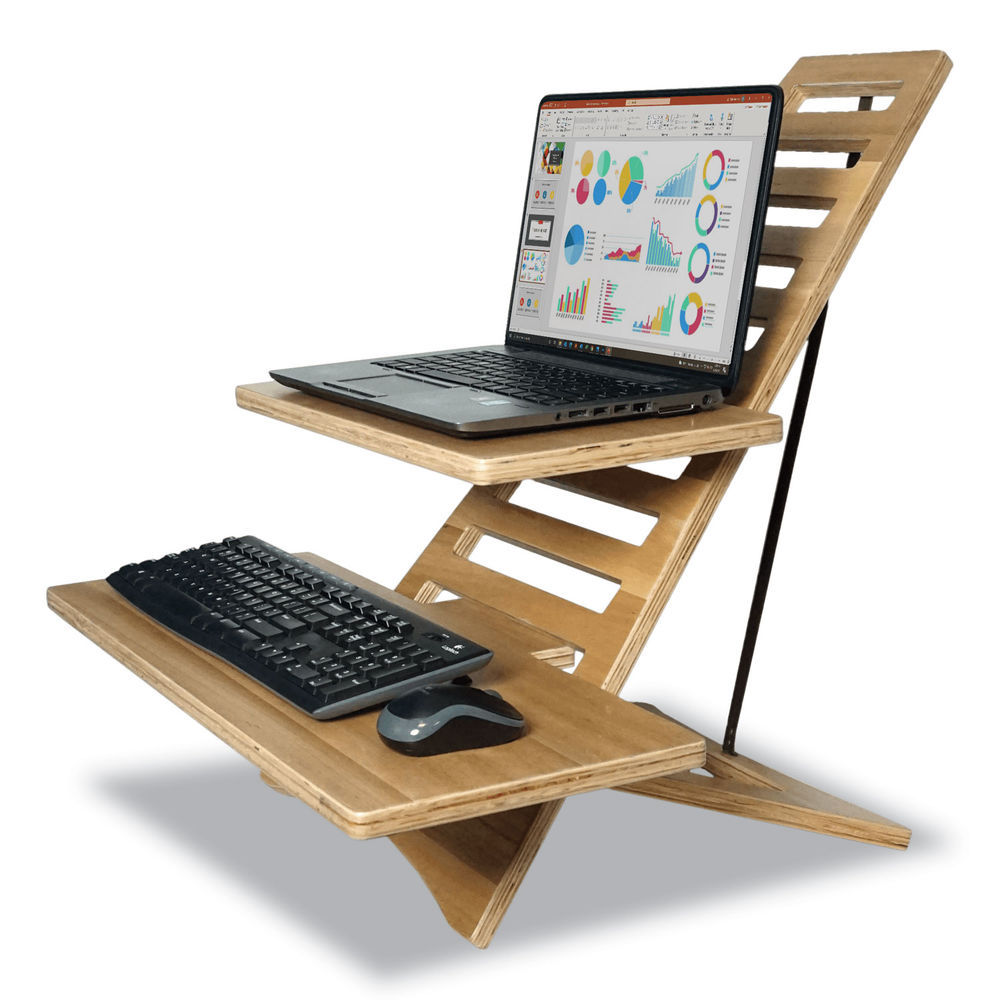 High Rise Height Adjustable Compact Standing Desk with Keyboard Tray, 32.5 x 25 x 19, Black, Ships in 1-3 Business Days