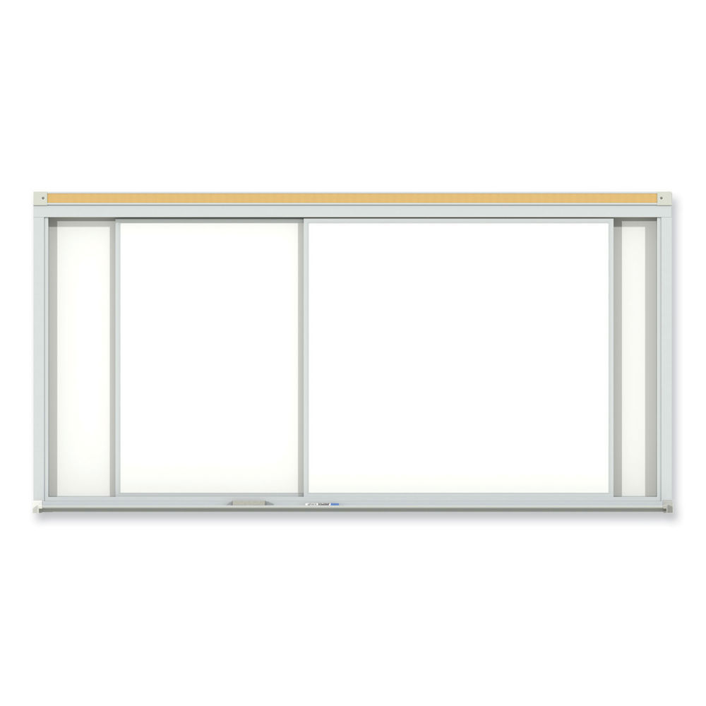 Horizontal Sliding Porcelain Magnetic Whiteboard, 144 x 48, White Surface, Satin Aluminum Frame, Ships in 7-10 Business Days Horizontal Sliding Porcelain Magnetic Whiteboard, 144 x 48, White Surface, Satin Aluminum Frame, Ships in 7-10 Business Days