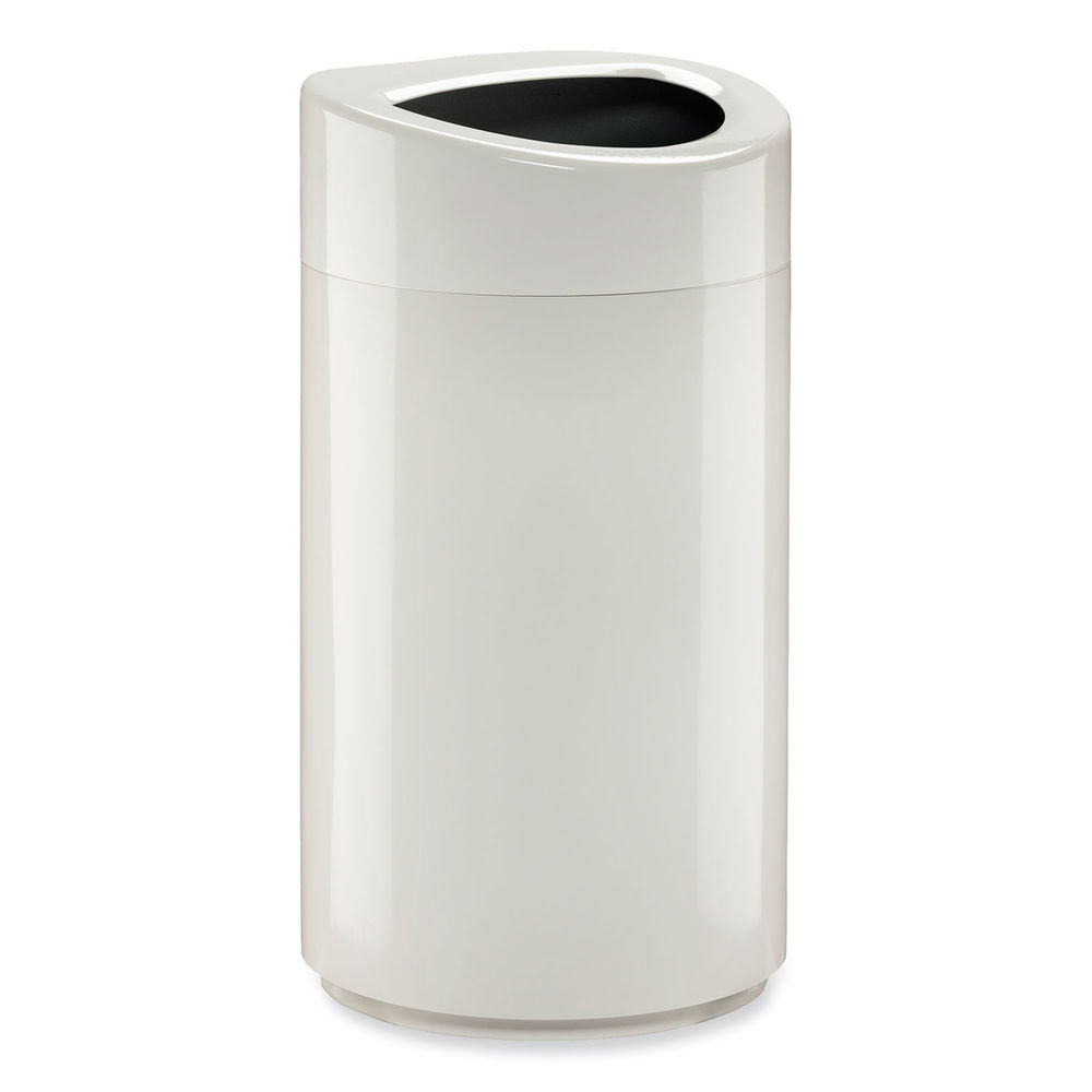 Safco Open Top Oval Waste Receptacle, 14 gal, Steel, White, Ships