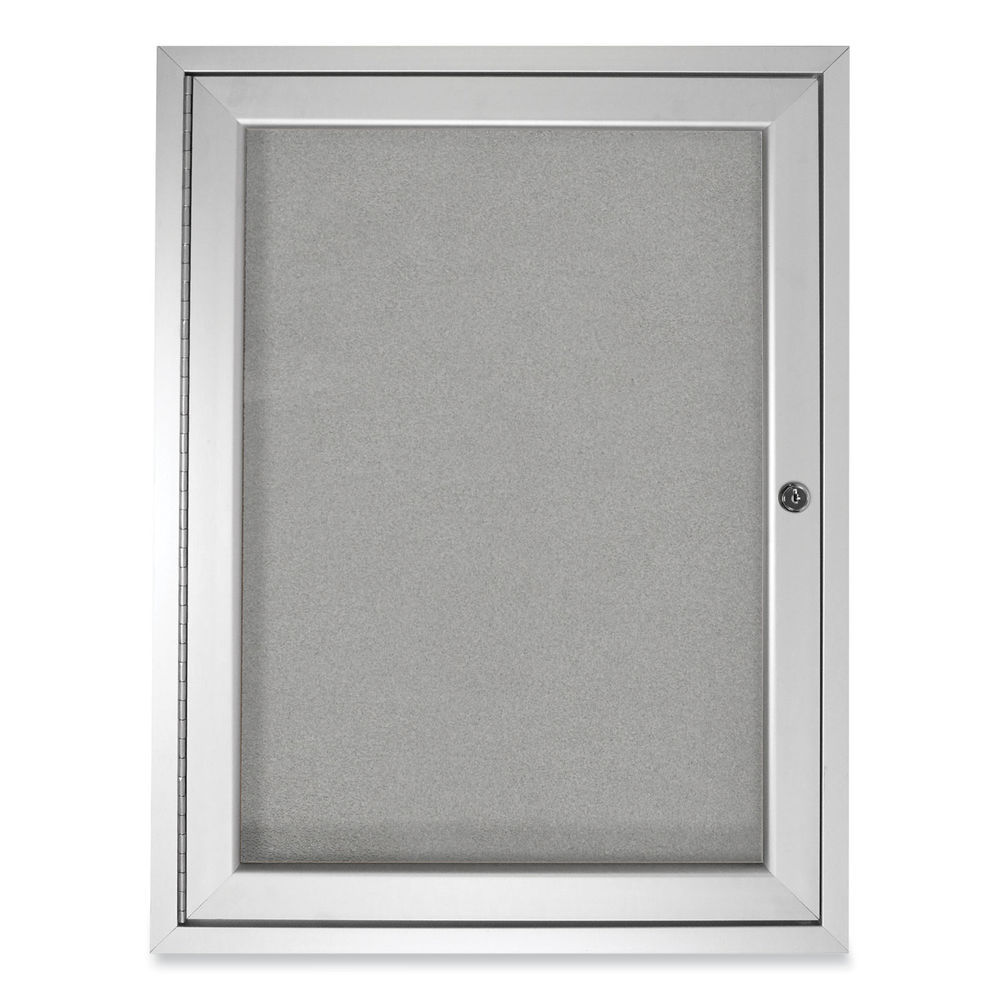Ghent 1 Door Enclosed Vinyl Bulletin Board with Satin Aluminum Frame