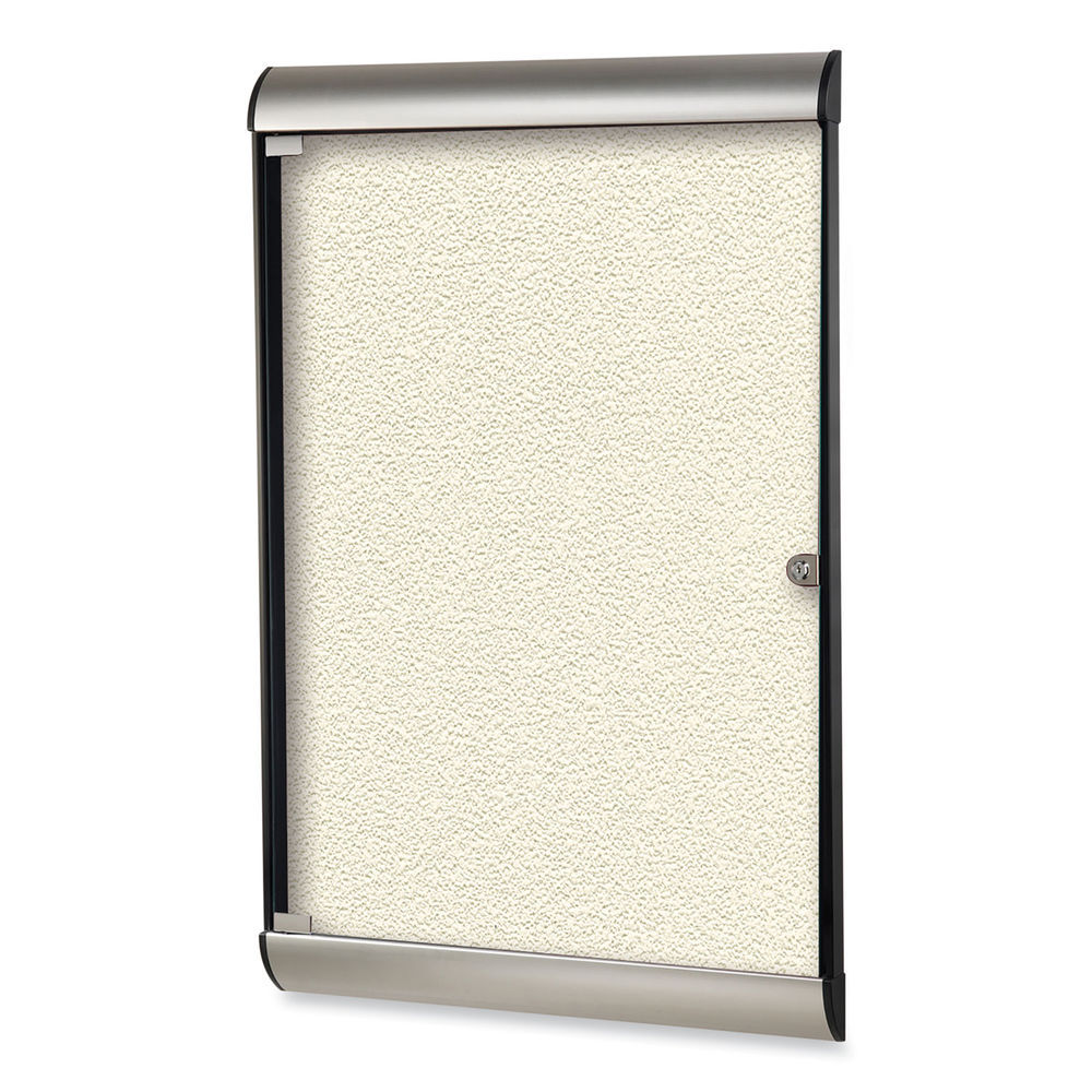 Ghent Silhouette 1 Door Enclosed Ivory Vinyl Bulletin Board w/Satin ...