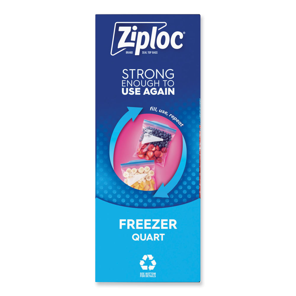 Ziploc® 696187 7 x 7 7/16 1 Qt. Freezer Storage Bag with Double Zipper  and Write-On Label - 300/Case
