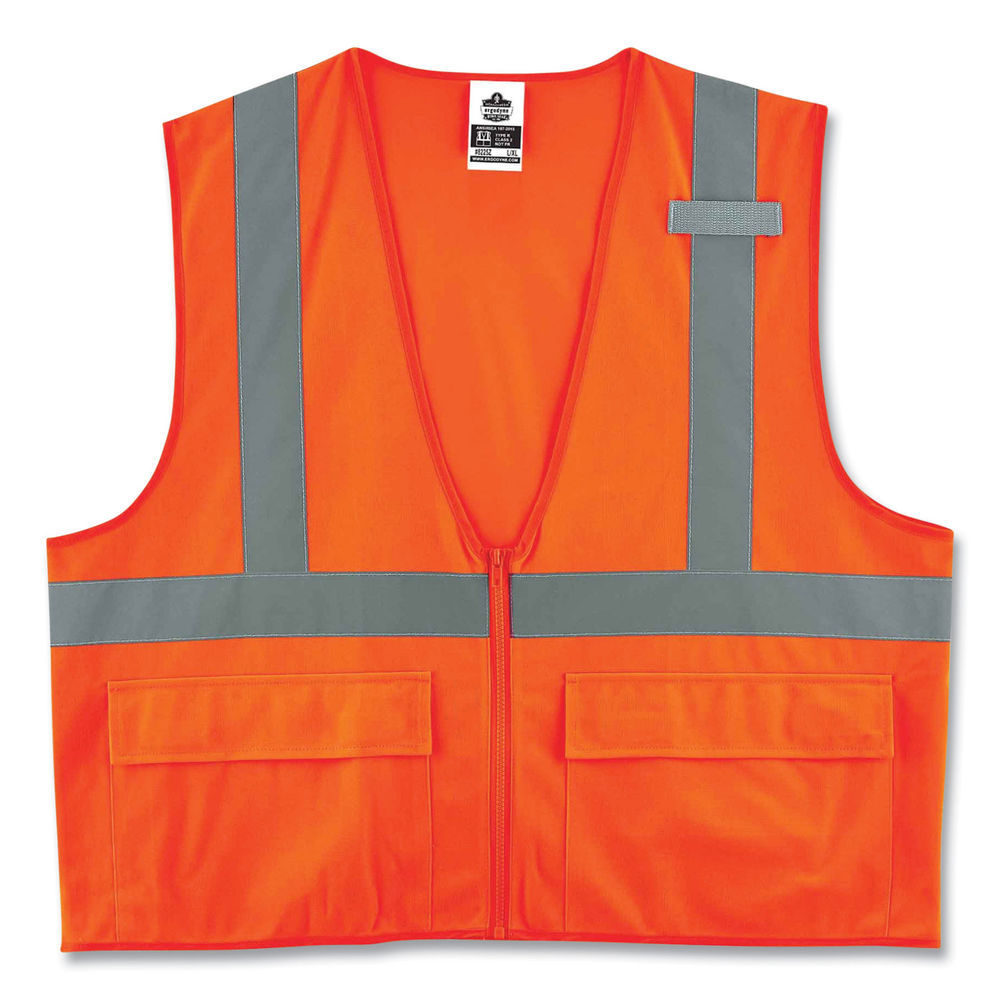 GloWear 8220Z Class 2 Standard Mesh Zipper Vest, Polyester, 4X-Large/5X-Large, Orange, Ships in 1-3 Business Days